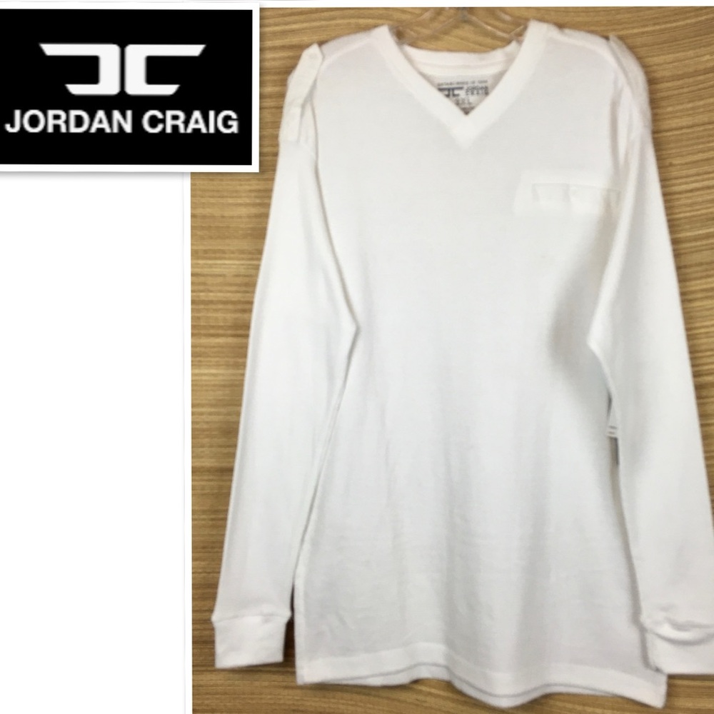 NWT Jordan Craig Cotton Blend V-neck Knit Pullover  Thermal Shirt White Sz 2XL